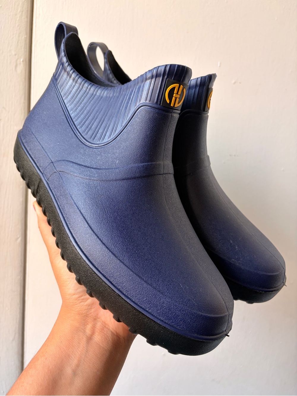 Unisex  Navy Waterproof Slip-On Rain Shoes